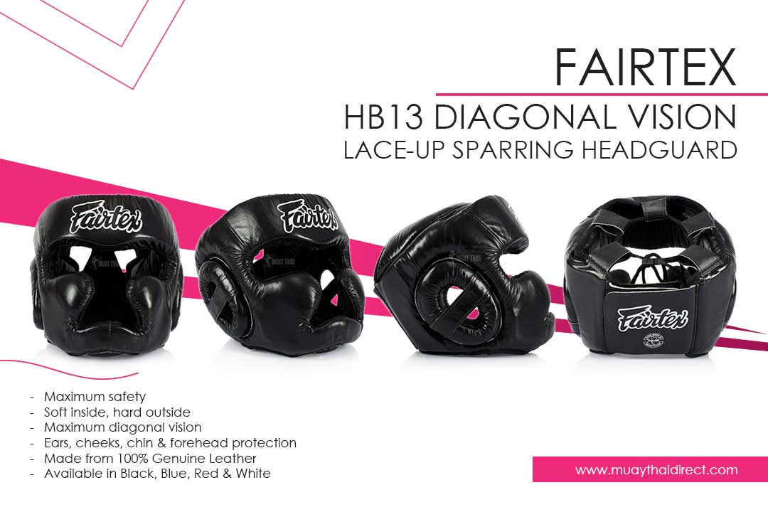 HG13PD Genuine Leather Fairtex Padded Top Diagonal Vision Headgear 